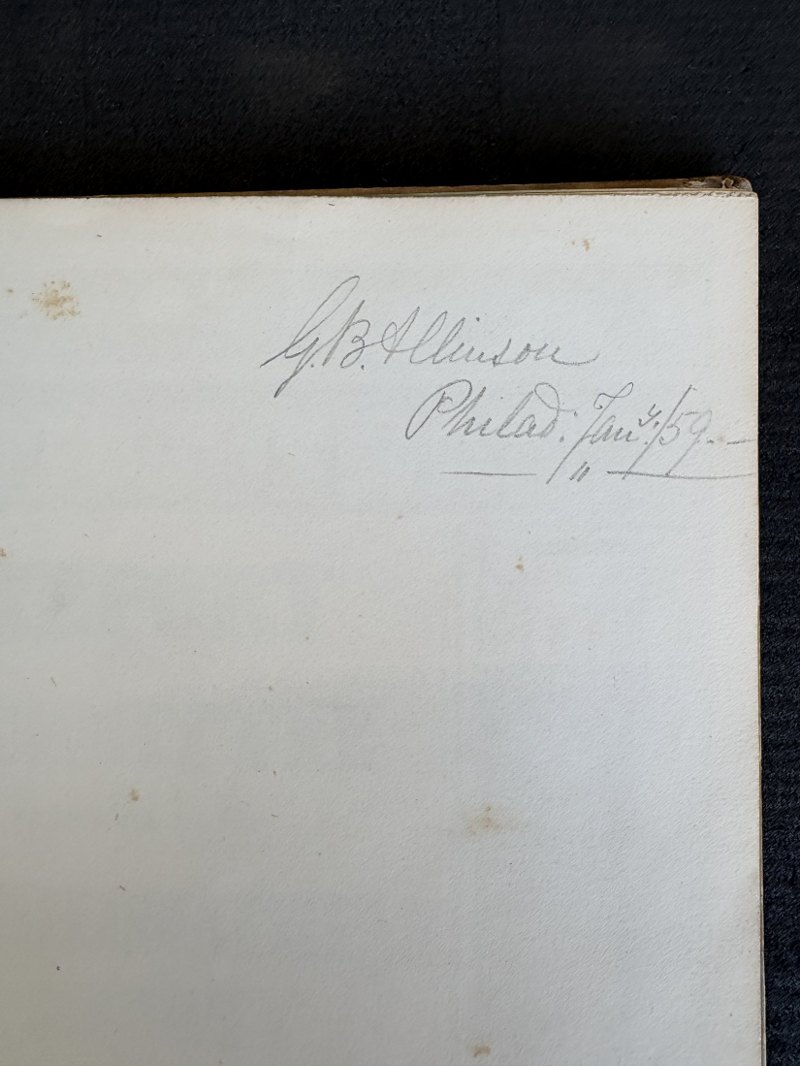 C061 pencil inscription of G. B. Allinson, Philadelphia, dated January 7, 1859