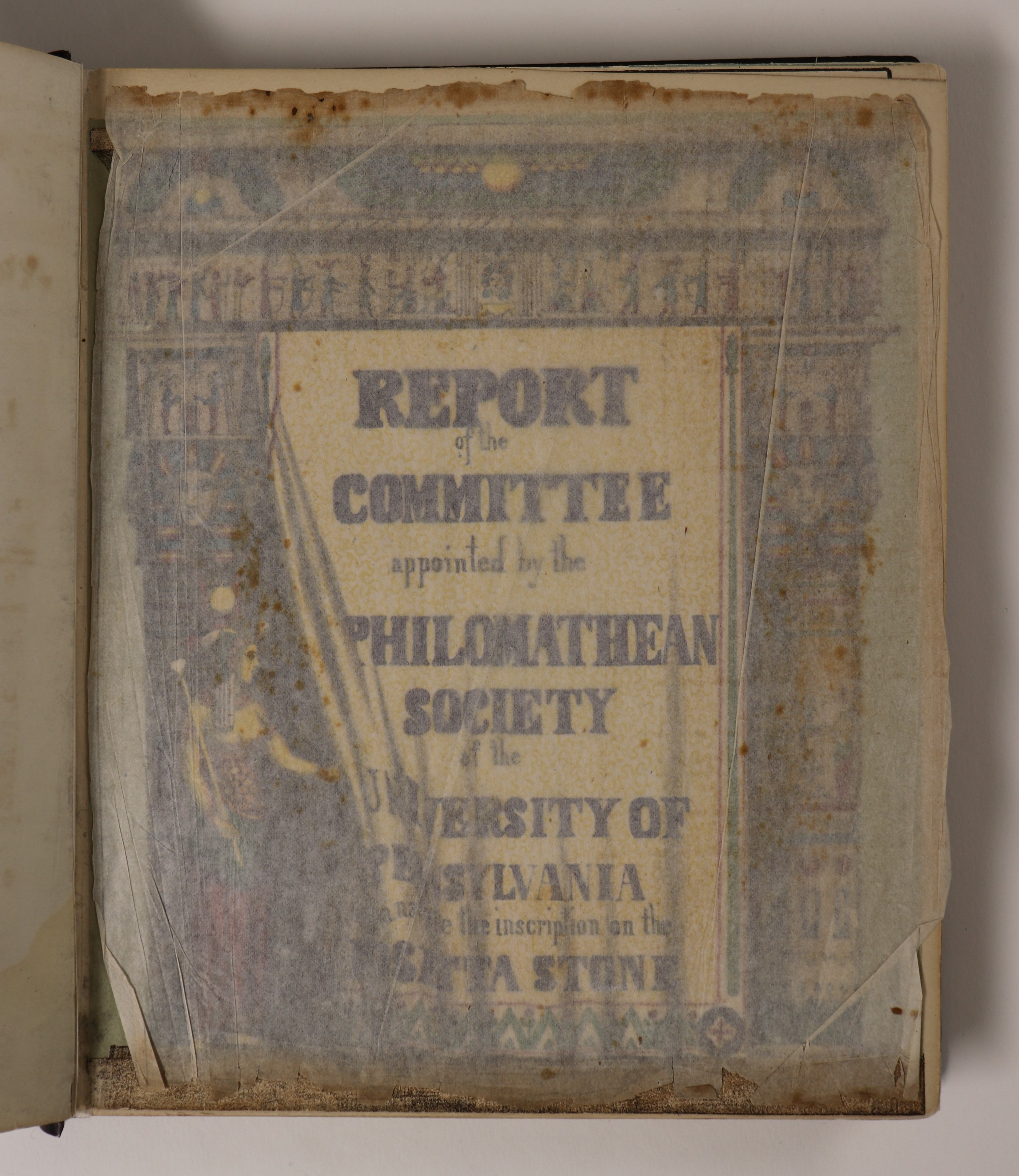 C086 front endpaper with title visible through translucent sheet