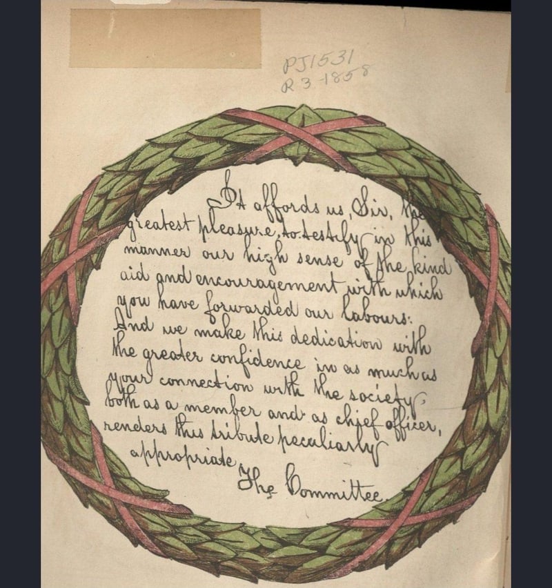C032 illuminated dedication leaf to Henry D. Gilpin with pencil shelfmark