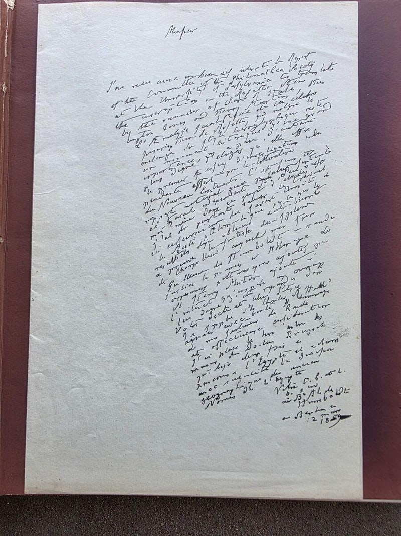 C044 facsimile of Alexander von Humboldt manuscript letter
