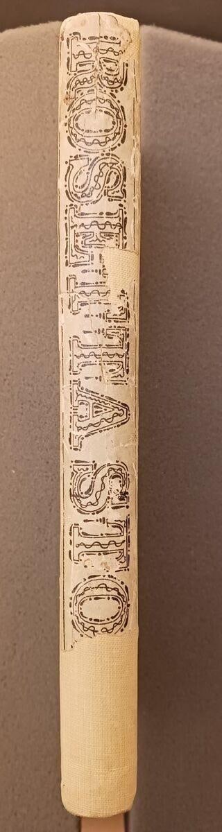 C048 surviving decorated spine with later reinforcement