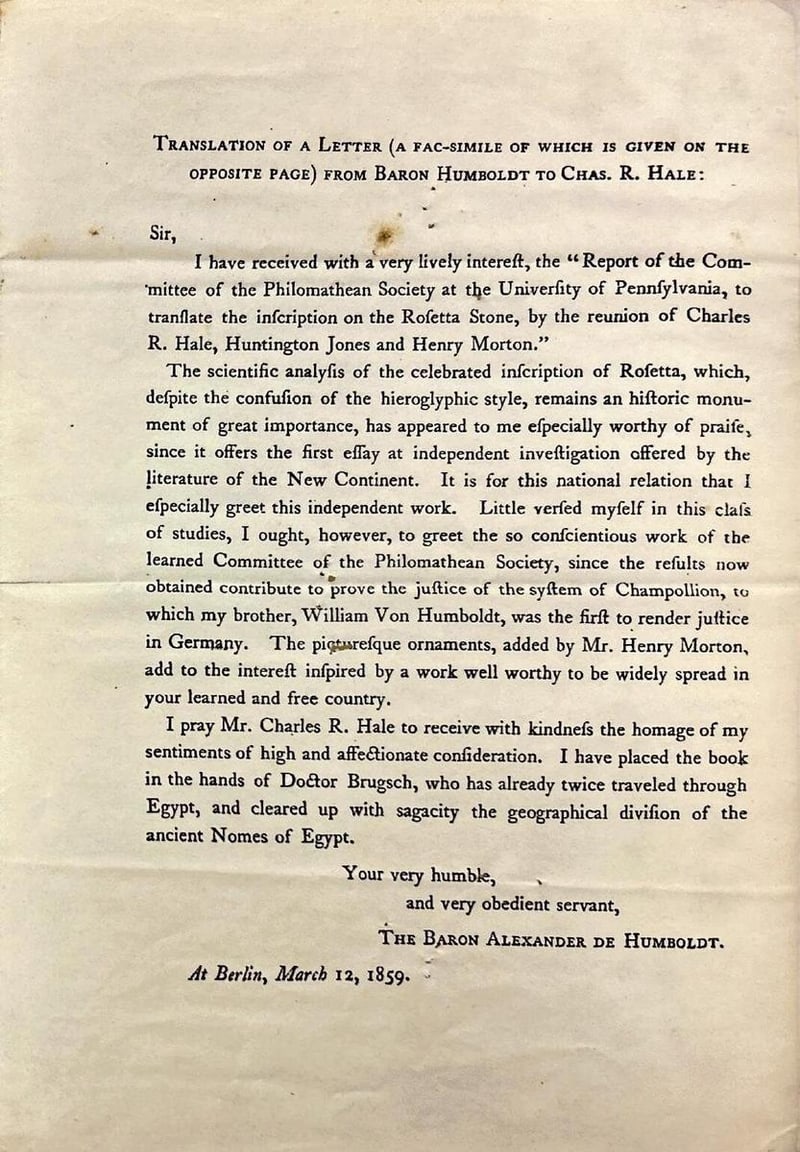 C053 printed Humboldt letter facsimile