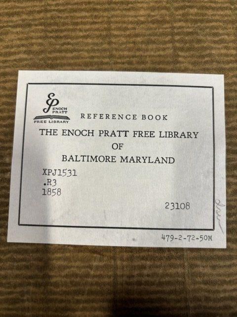 C065 Enoch Pratt reference-book plate with accession number 23108