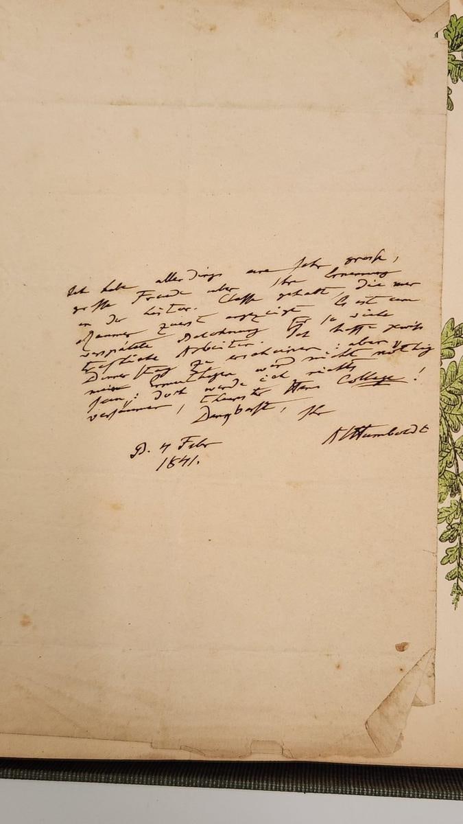 C069 German manuscript dated February 4, 1841 and signed A V Humboldt