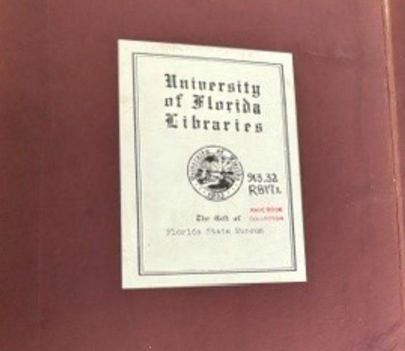 C071 University of Florida bookplate recording the gift of the Florida State Museum