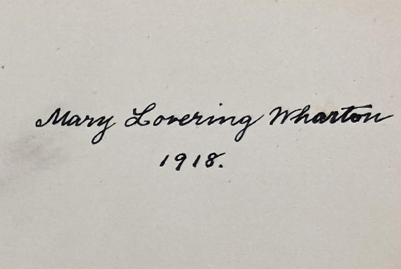 C072 inscription reported as Mary Lovering Wharton, 1918