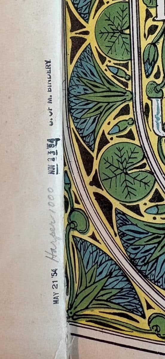 C077 bindery slip detail beside the dedication leaf