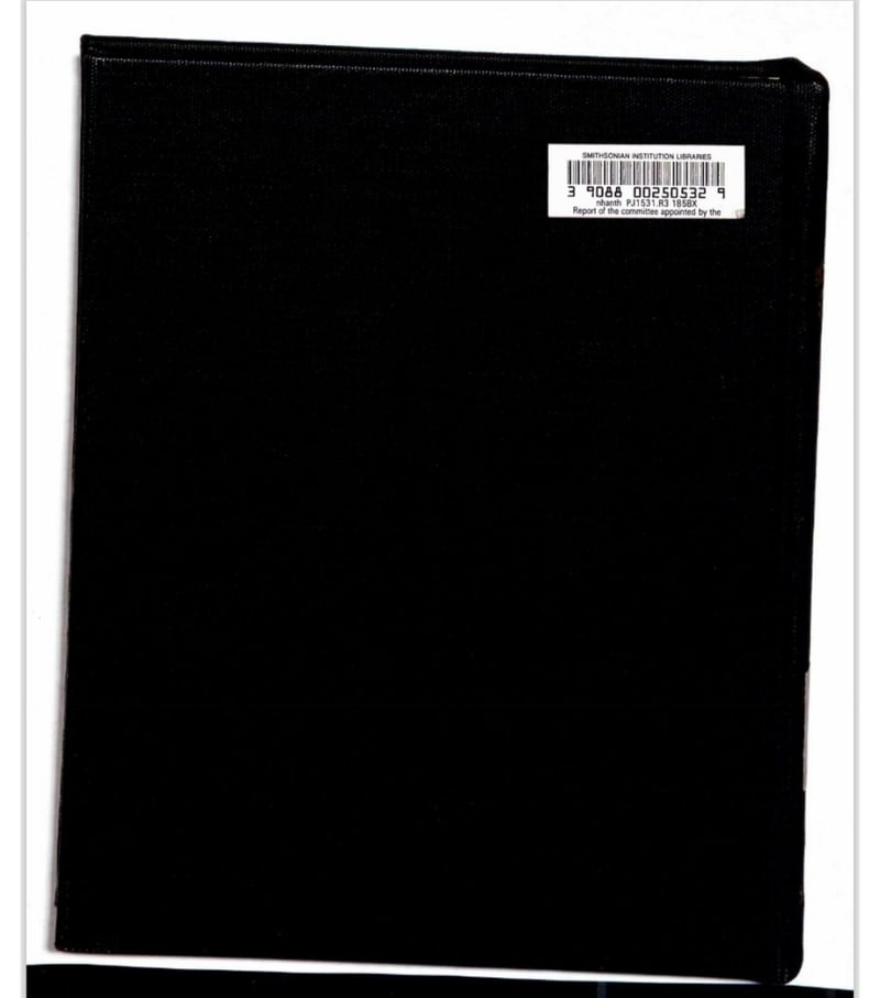 C084 black buckram rear board with Smithsonian Libraries barcode label
