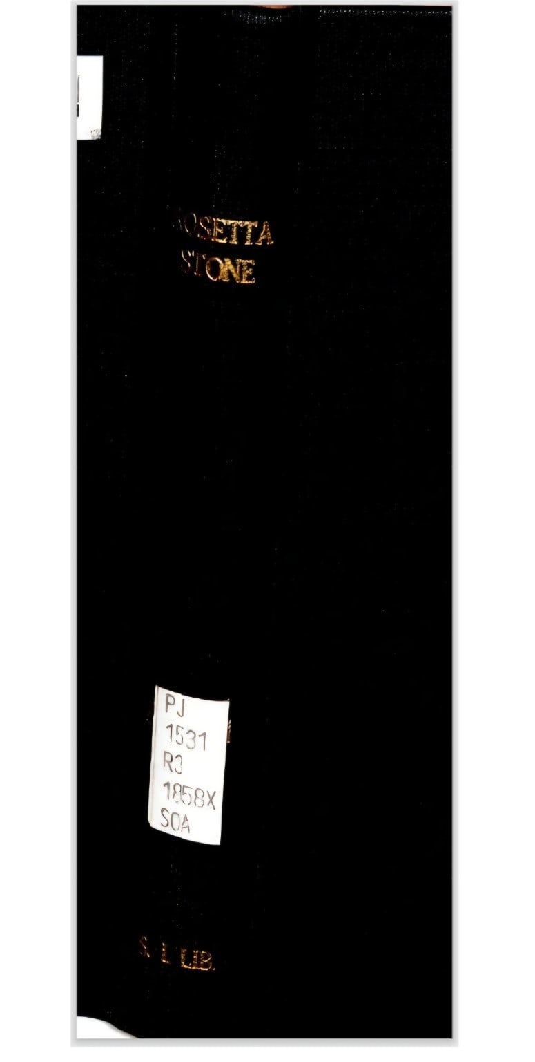 C084 black buckram spine with gilt Rosetta Stone title and shelf label