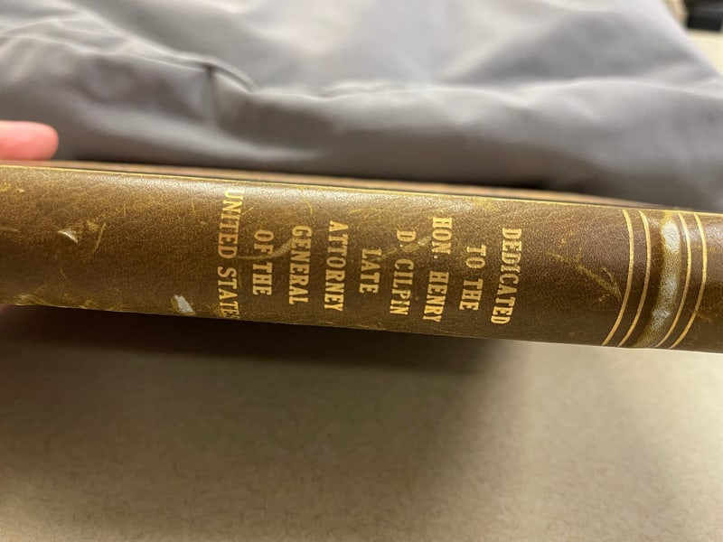 C091: Gilt dedication to the Hon. Henry D. Gilpin, late Attorney General of the United States