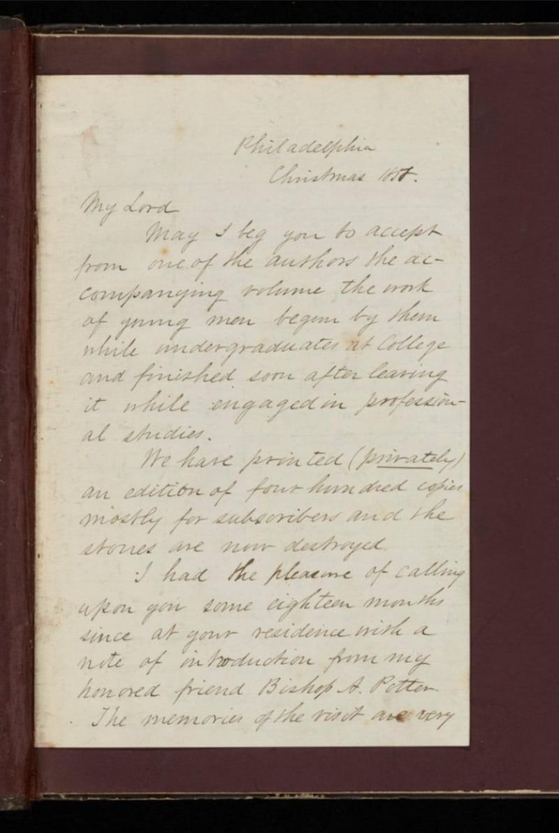 C023 Charles R. Hale presentation letter to Archibald Campbell Tait — first page