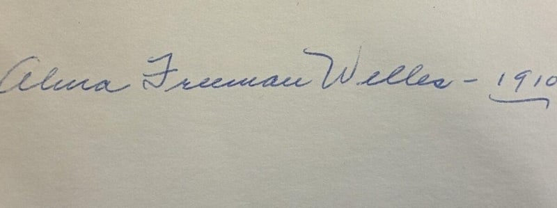 C016 Alma Freeman Welles ownership signature