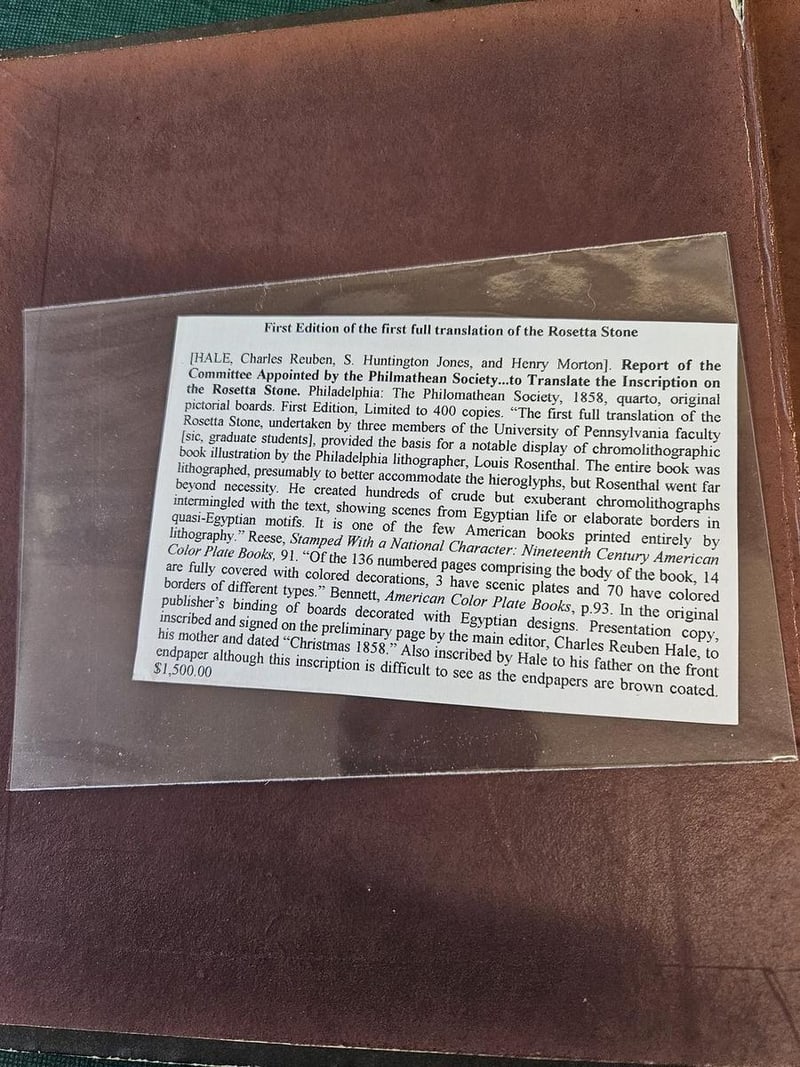 C060 Colophon Book Shop description documenting both Hale family inscriptions