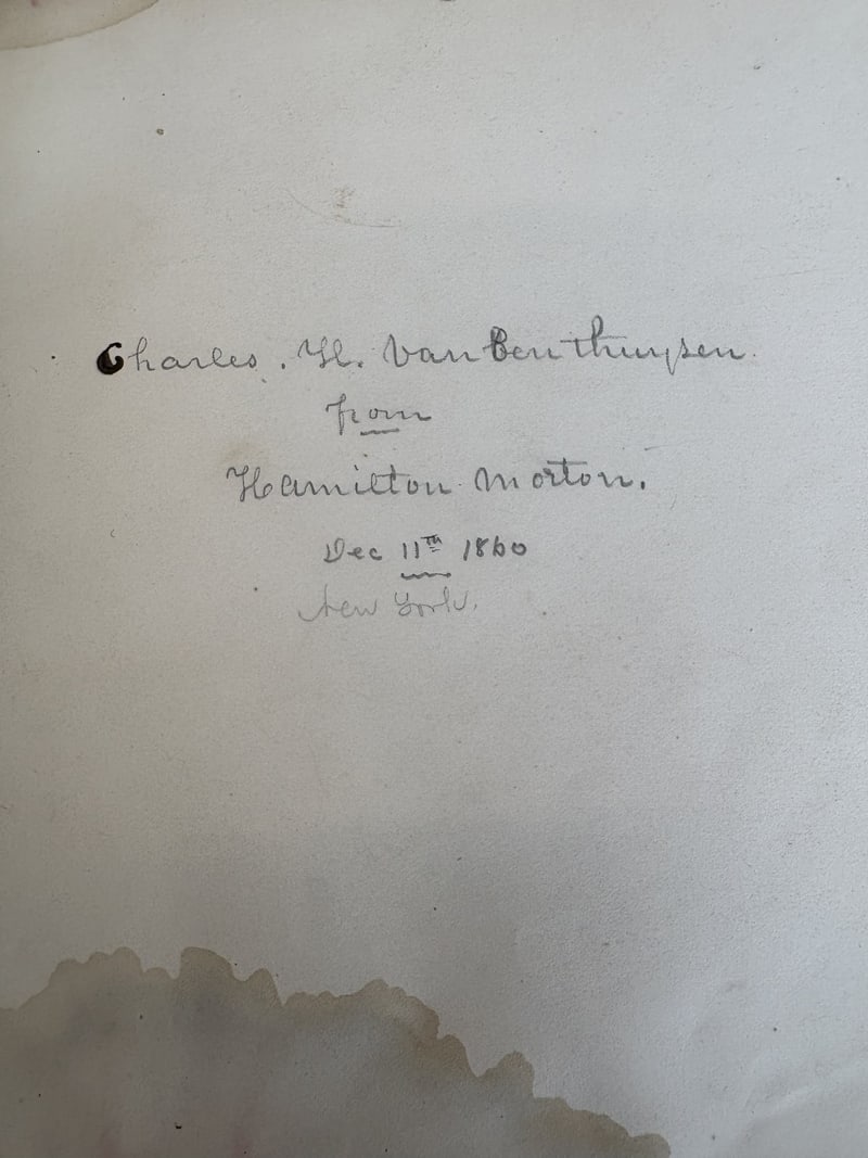 C063 inscription Charles Wm Van Benthuysen from Hamilton Morton December 11 1860 New York