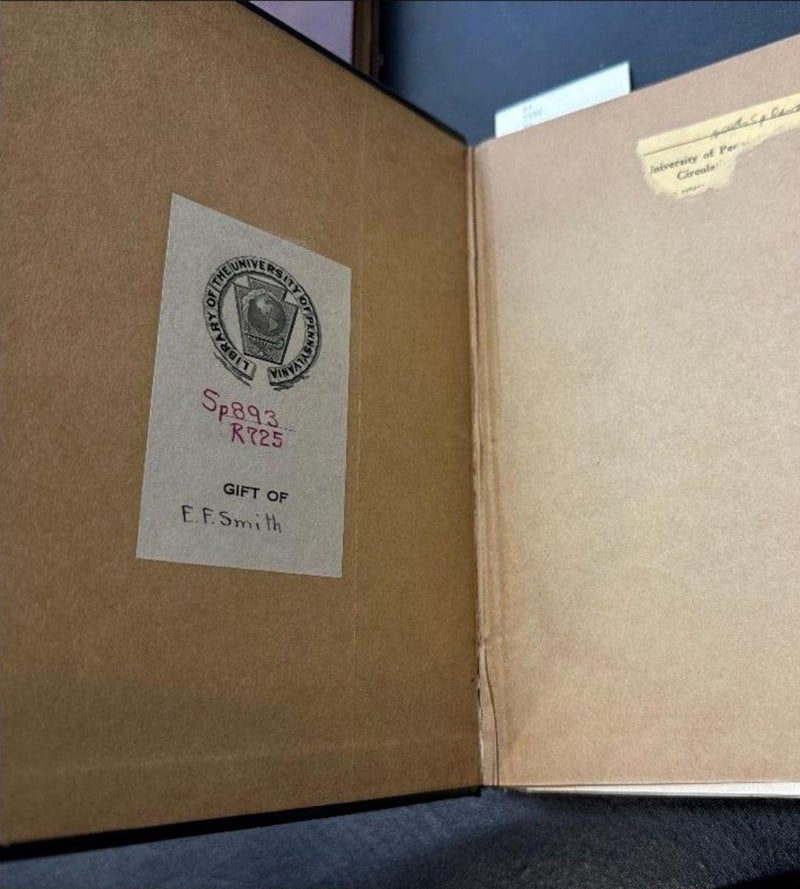 C012 E. F. Smith bookplate and interior markings