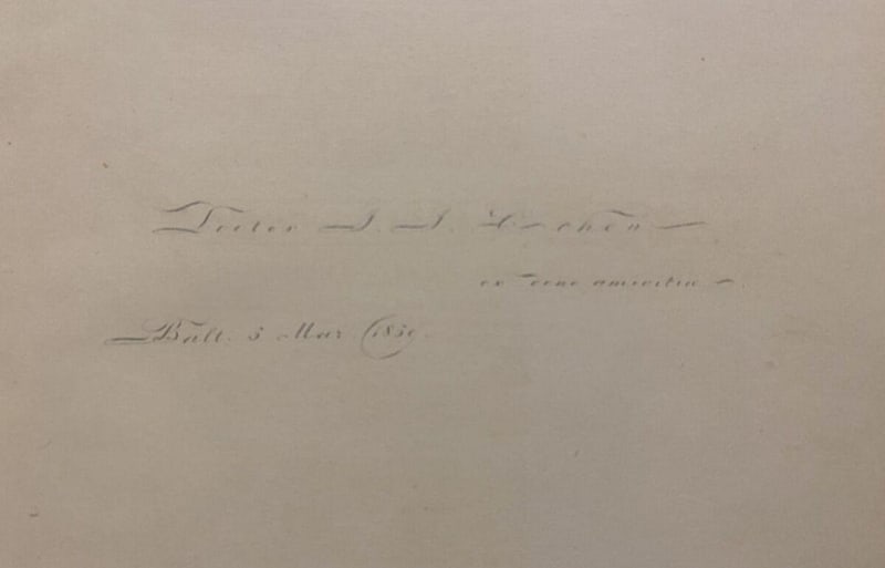C020 Joshua I. Cohen presentation inscription, Baltimore, March 5, 1859