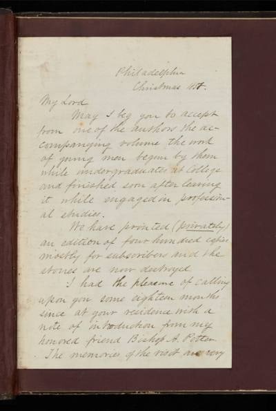 C023 Charles R. Hale presentation letter to Archibald Campbell Tait — first page